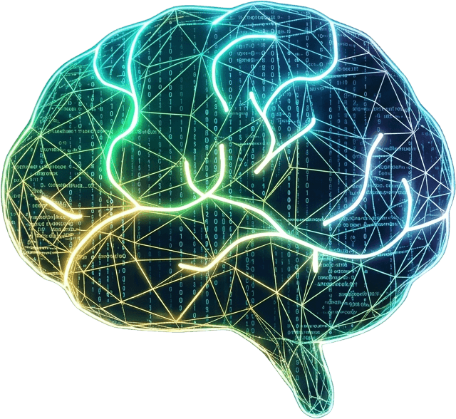 Leuchtendes Gehirn aus Datenpunkten – dein Bewusstsein als Schlüssel, deine Gedanken als Code